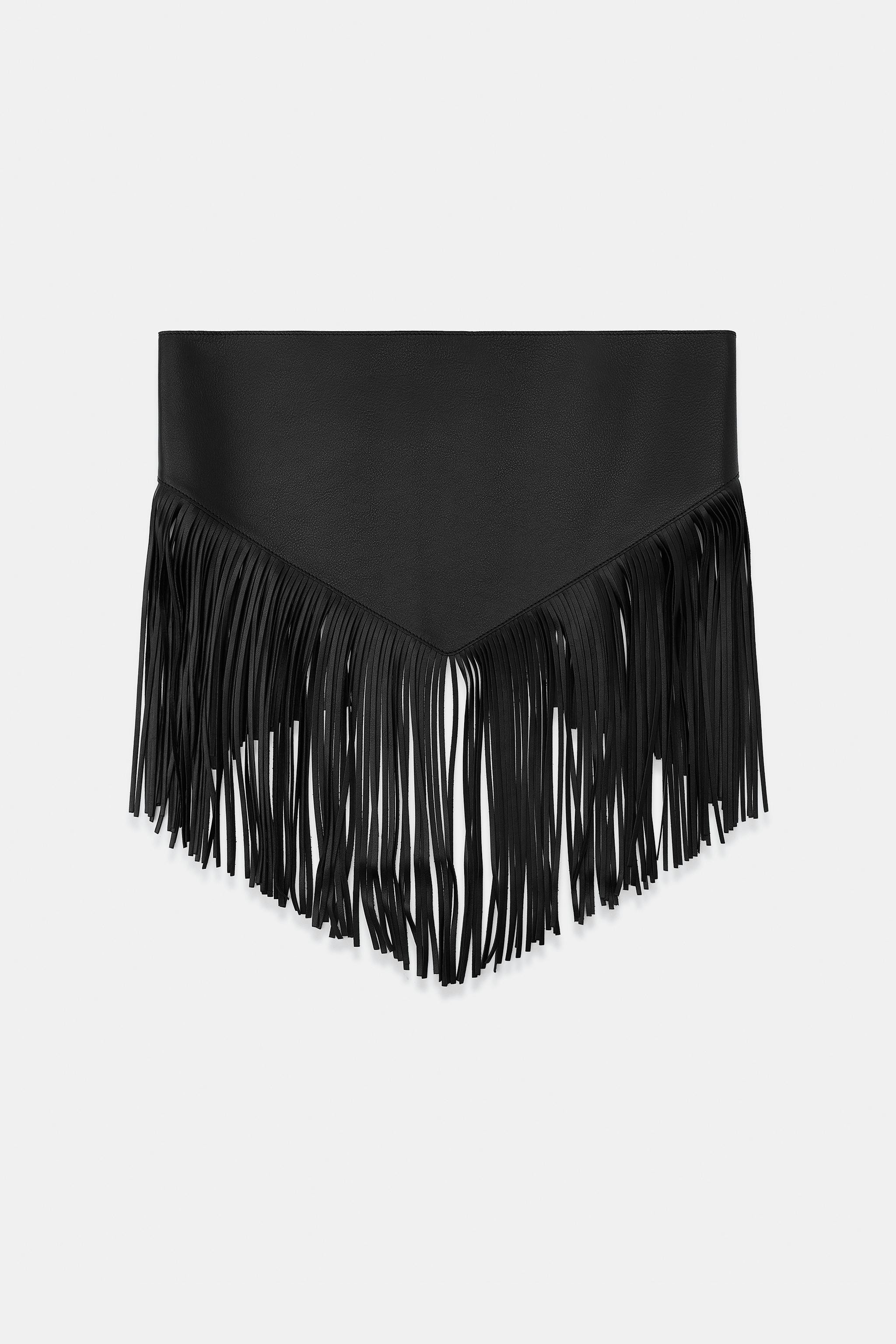 100% LEATHER FRINGE SCARF BELT | Zara US
