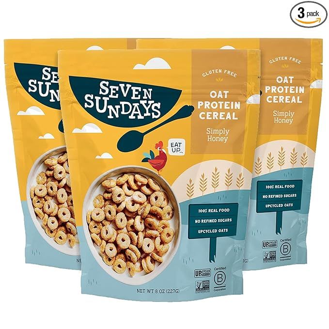 Seven Sundays Oat Protein Cereal, Simply Honey, 8 Oz Bag (Pack of 3), Gluten Free, 5g Upcycled Pr... | Amazon (US)