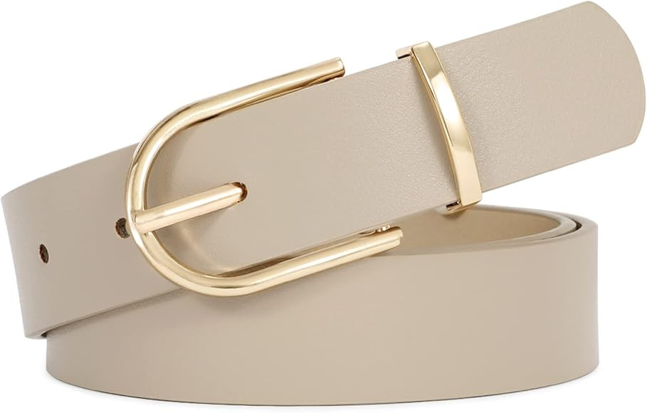 JASGOOD Women Leather Belt Fashion Faux Leather Waist Belt with Golden Buckle for Jeans Pants | Amazon (UK)