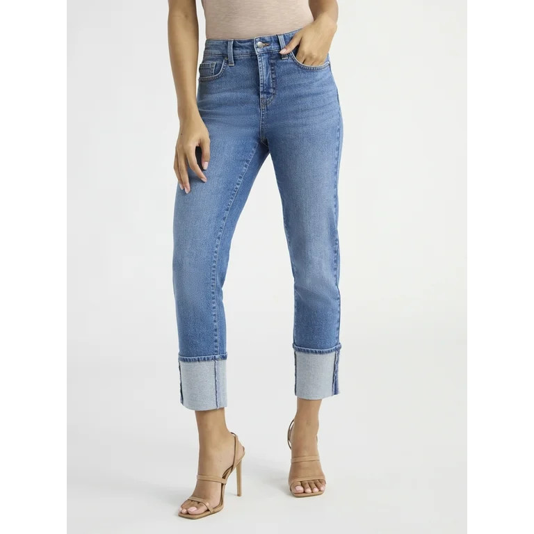 Sofia Jeans Women's Slim Cuffed Denim Mid Rise Jeans, 27" Inseam, Size 2-18 | Walmart (US)