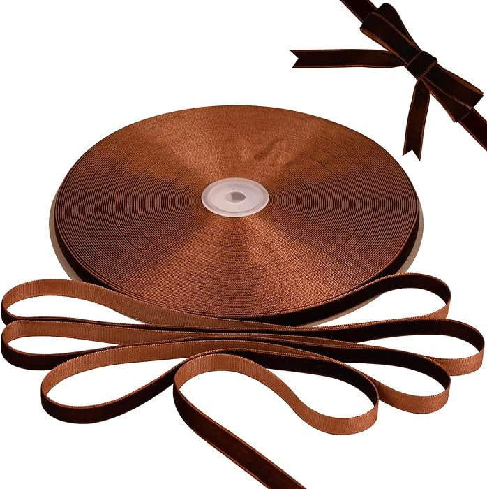 Brown Velvet Ribbon, 3/8 Inch X 30Yds Single Face Velvet Ribbon for Gift Wrapping, Christmas Wrap... | Amazon (CA)