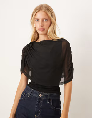ASOS DESIGN mesh cape overlay top in black | ASOS | ASOS (Global)