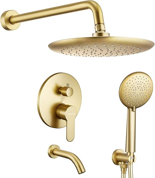 HomGoo Shower System with Tub Spout, Tub Shower Faucet Set with High Pressure 10" Rain Shower hea... | Amazon (US)