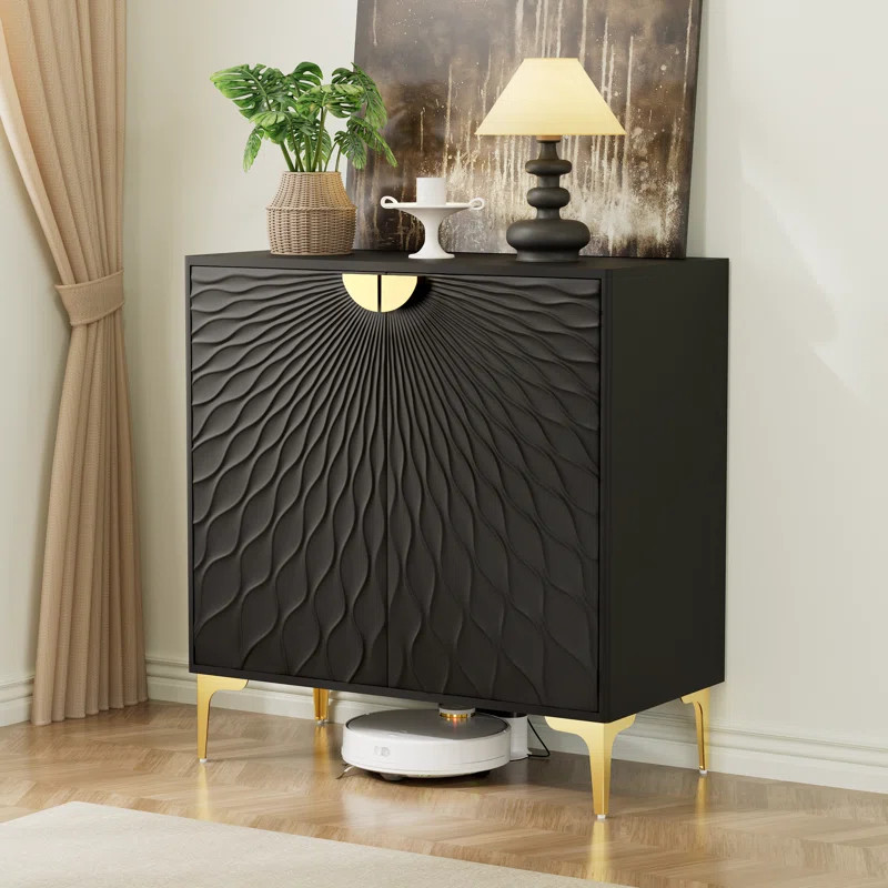Tazmin Modern Accent Cabinets with 2 Curved Carved Doors,Sideboard with Adjustable Shelves, Accen... | Wayfair North America