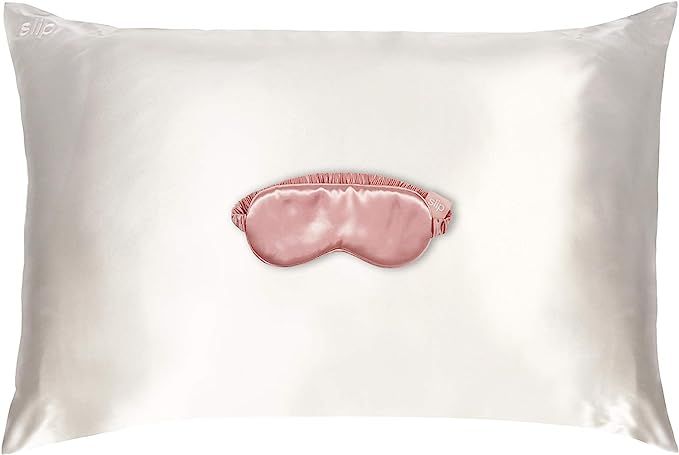 Slip Silk Beauty Sleep Collection, Pink & White - Mulberry Silk 22 Momme Queen Size Silk Pillowca... | Amazon (US)