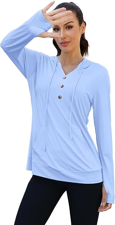 Womens Sun Shirts UPF50+ Rash Guard UV Protection Quick Dry Hoodies Workout Athletic Tops Fitness... | Amazon (US)