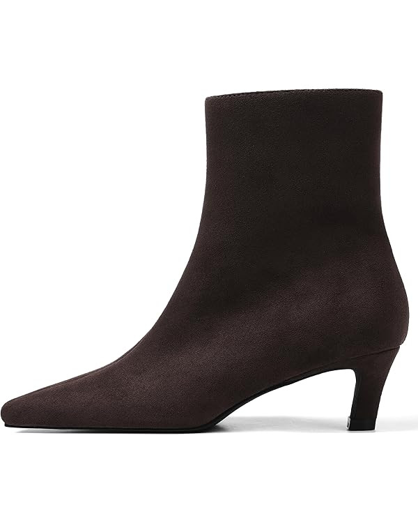 Mattiventon Fall Boots for Women Square Toe Kitten Heels Suede Short Low Heel Dressy Ankle Bootic... | Amazon (US)