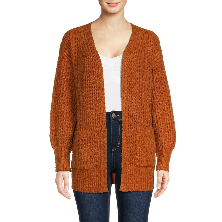 Pink Rose Juniors Balloon Sleeve Cardigan with Pocket - Walmart.com | Walmart (US)