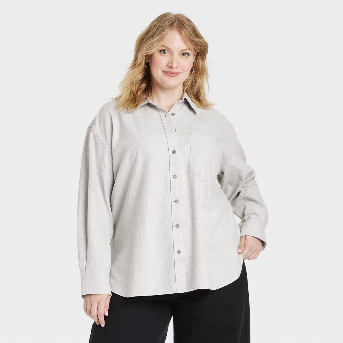 Women's Oversized Flannel Long Sleeve Collared Button-Down Shirt - Universal Thread™ | Target