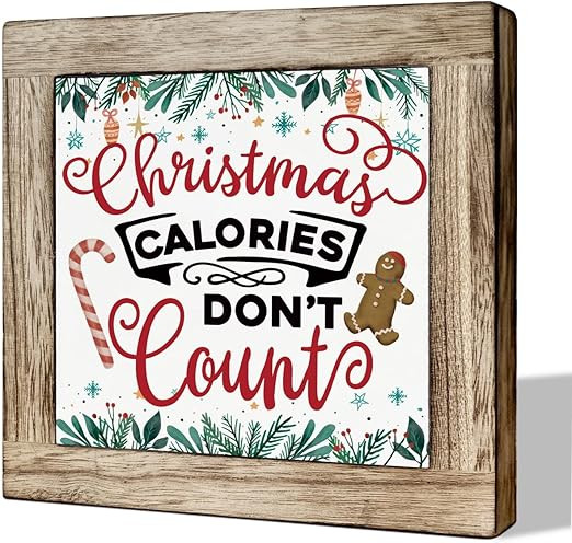 Christmas Wood Sign, Wooden Box Signs for Home Decor, Funny Christmas Decor, Christmas Kitchen Si... | Amazon (US)