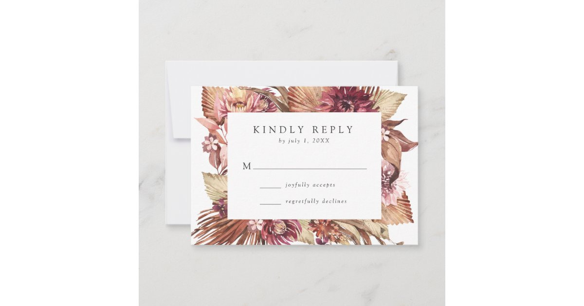 Boho Desert Floral Wedding RSVP Card | Zazzle