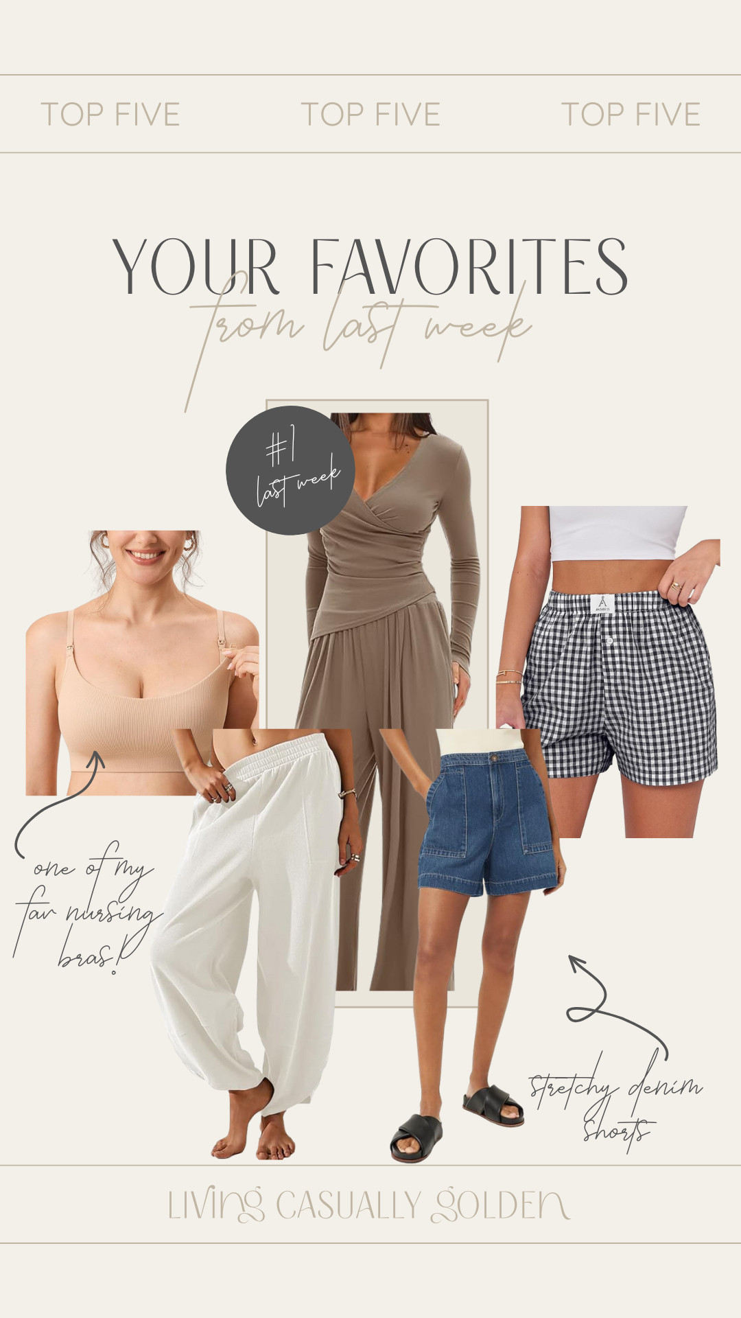Last Week's Favorites | Sizing: S in nursing friendly lounge set, bra tts, M in boxer shorts, M in white pants and S in denim shorts. #founditonamazon 

 
