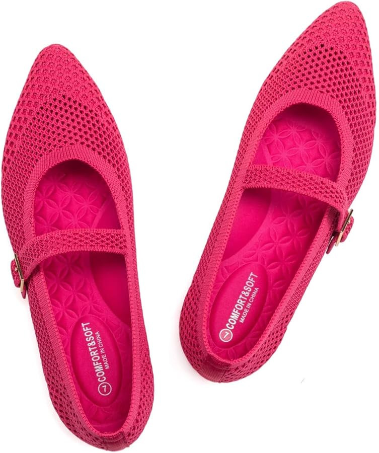 Frank Mully Women's Mesh Flats Mary Jane Shoes Pointed Toe Lightweight with Adjustable Instep Str... | Amazon (US)