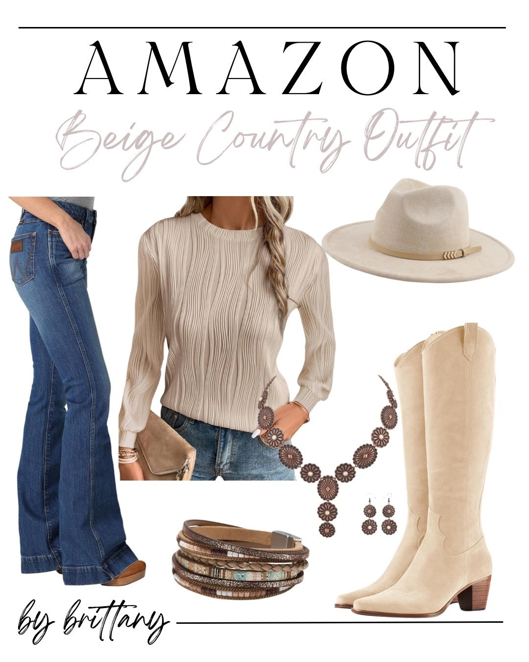 Amazon finds that look boutique 🤍 This beige country outfit is one of those easy, throw-on looks that works for errands, coffee dates, or casual nights out. Every piece is comfy, flattering, and affordable—linked for easy shopping ✨ Which item is your favorite?

#LTKFindsUnder50 #LTKmomlife #LTKootd