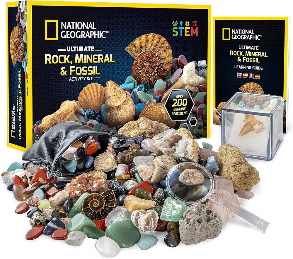 NATIONAL GEOGRAPHIC Rock Collection Box for Kids – 200+ Piece Gemstones and Crystals Set Includ... | Amazon (US)