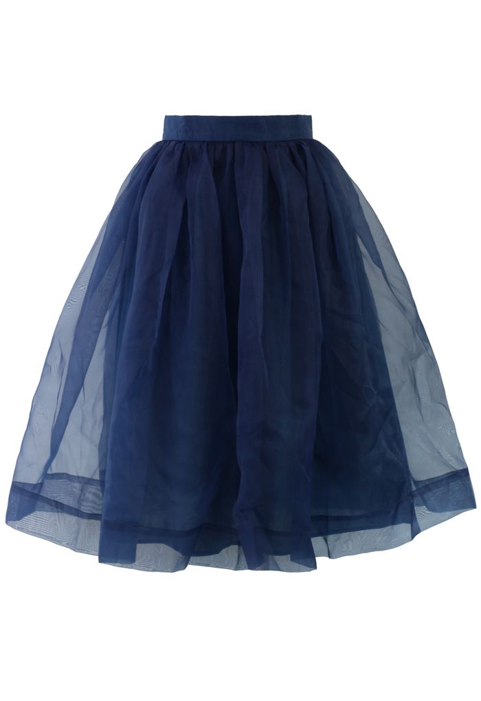 Blue Organza Midi Skirt | Chicwish