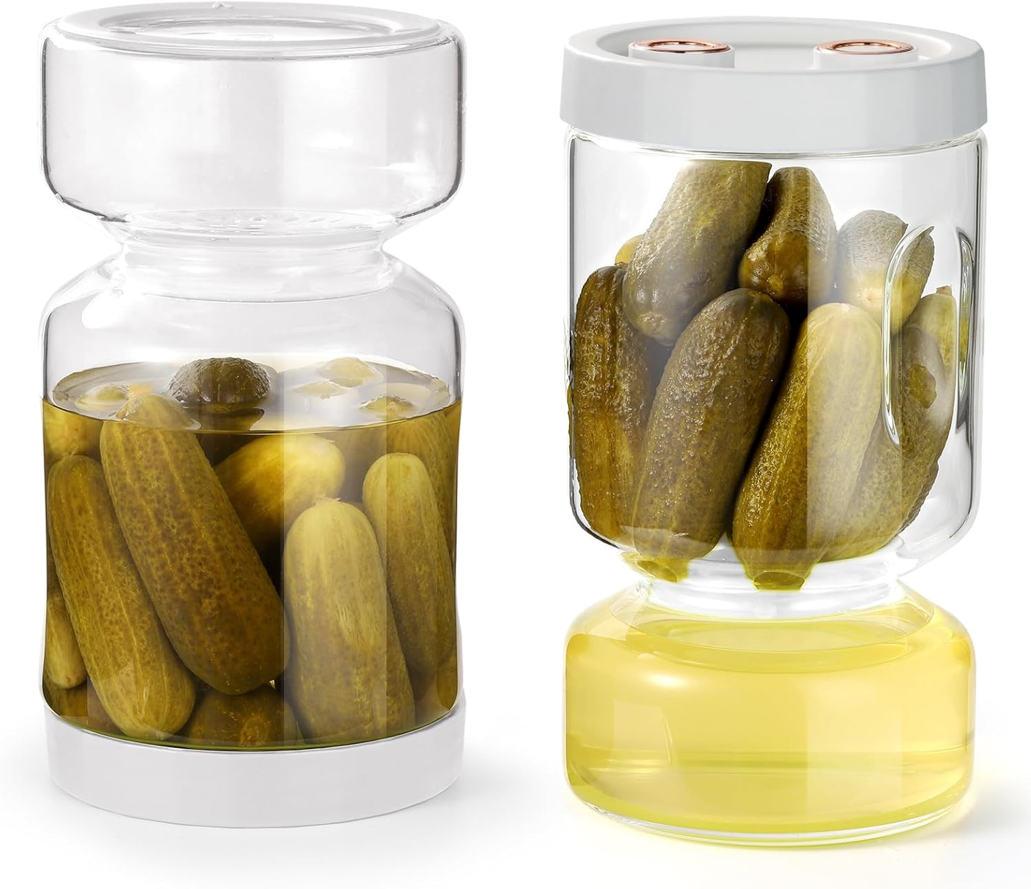 AWZITUO Glass Pickle Jar with Strainer Flip, 50oz Hourglass Pickle Container Leak-proof Pickle Ja... | Amazon (US)