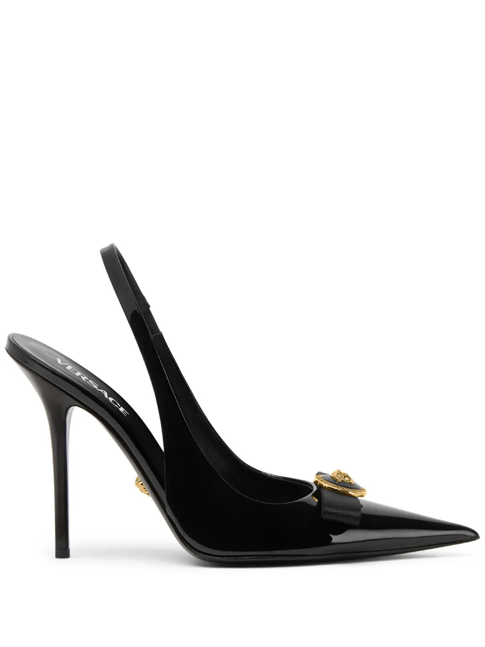 Versace Gianni 120mm Leather Pumps | Black | FARFETCH UK | Farfetch Global