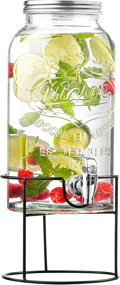 Royalty Art Mason Jar Glass Drink Dispenser for Parties, Holidays, and Events with Wide-Mouth Top... | Amazon (US)