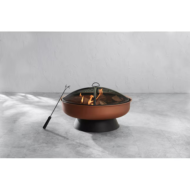 Origin 21 29.53-in W Copper and Black Steel Wood-Burning Fire Pit | Lowe's