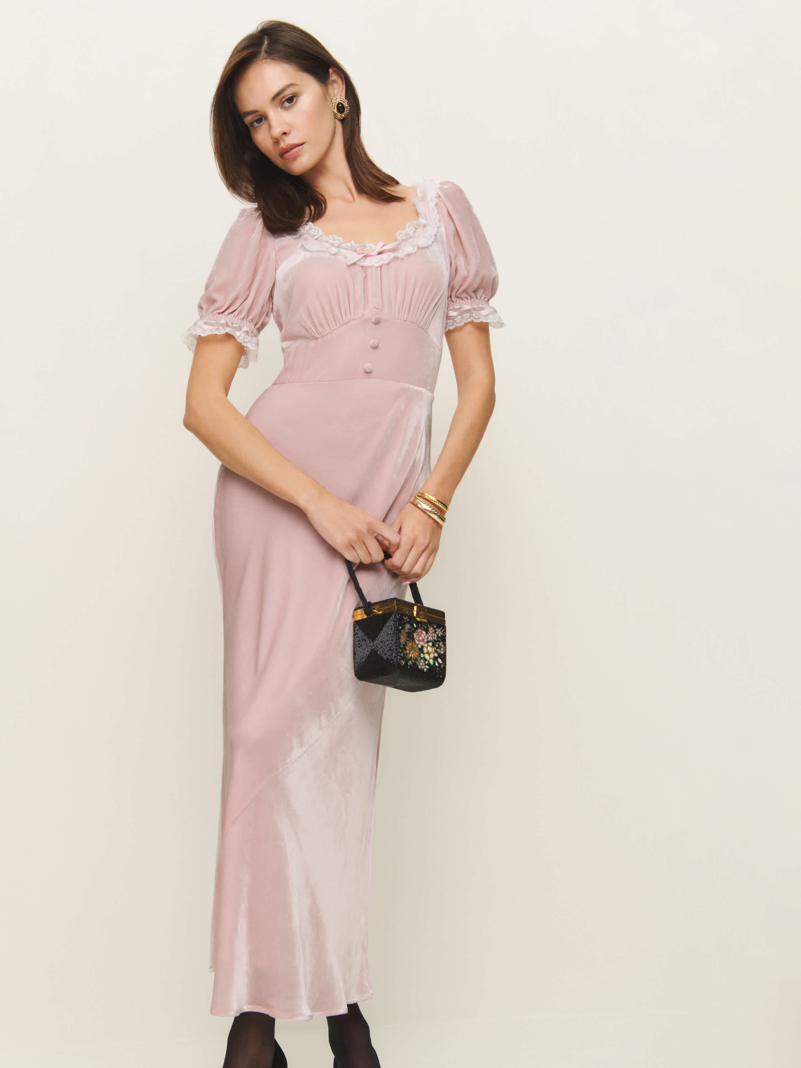 Reformation Adessa Velvet Dress Pink 4 | Reformation (Global)