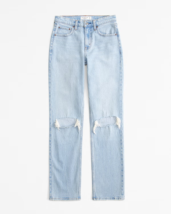 Women's Curve Love Mid Rise 90s Straight Jean | Women's Bottoms | Abercrombie.com | Abercrombie & Fitch (US)