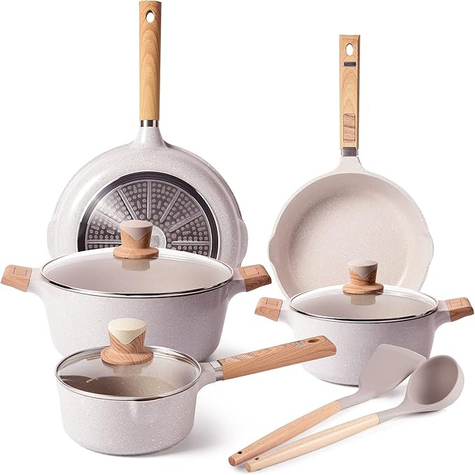 Pots and Pans Set - Non-stick Cookware Sets, Granite Nonstick Pots and Pans Set Frying Pans Stock... | Amazon (US)