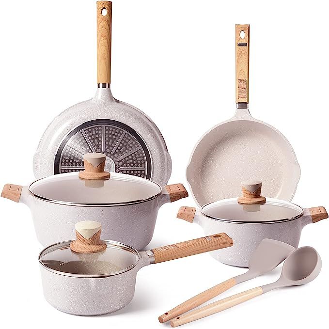 Pots and Pans Set - Non-stick Cookware Sets, Granite Nonstick Pots and Pans Set Frying Pans Stock... | Amazon (US)