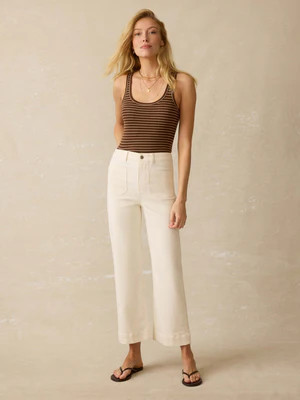 Stretch Terry Patch Pocket Ankle Pant - Egret | Faherty