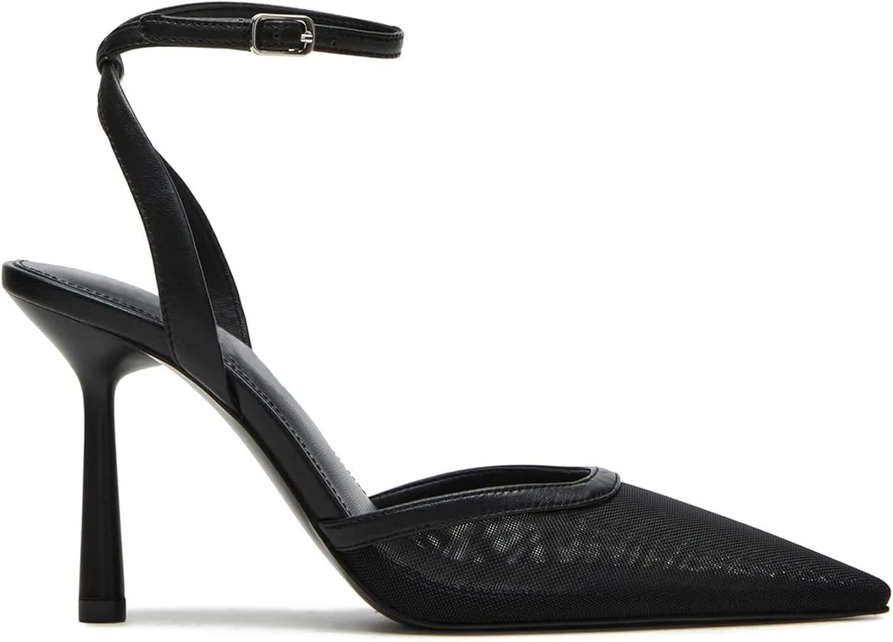 Mesh Kitten Heels for Women Closed Pointed Toe Slingback Buckle Strap Pumps Fashion Casual Dress ... | Amazon (US)