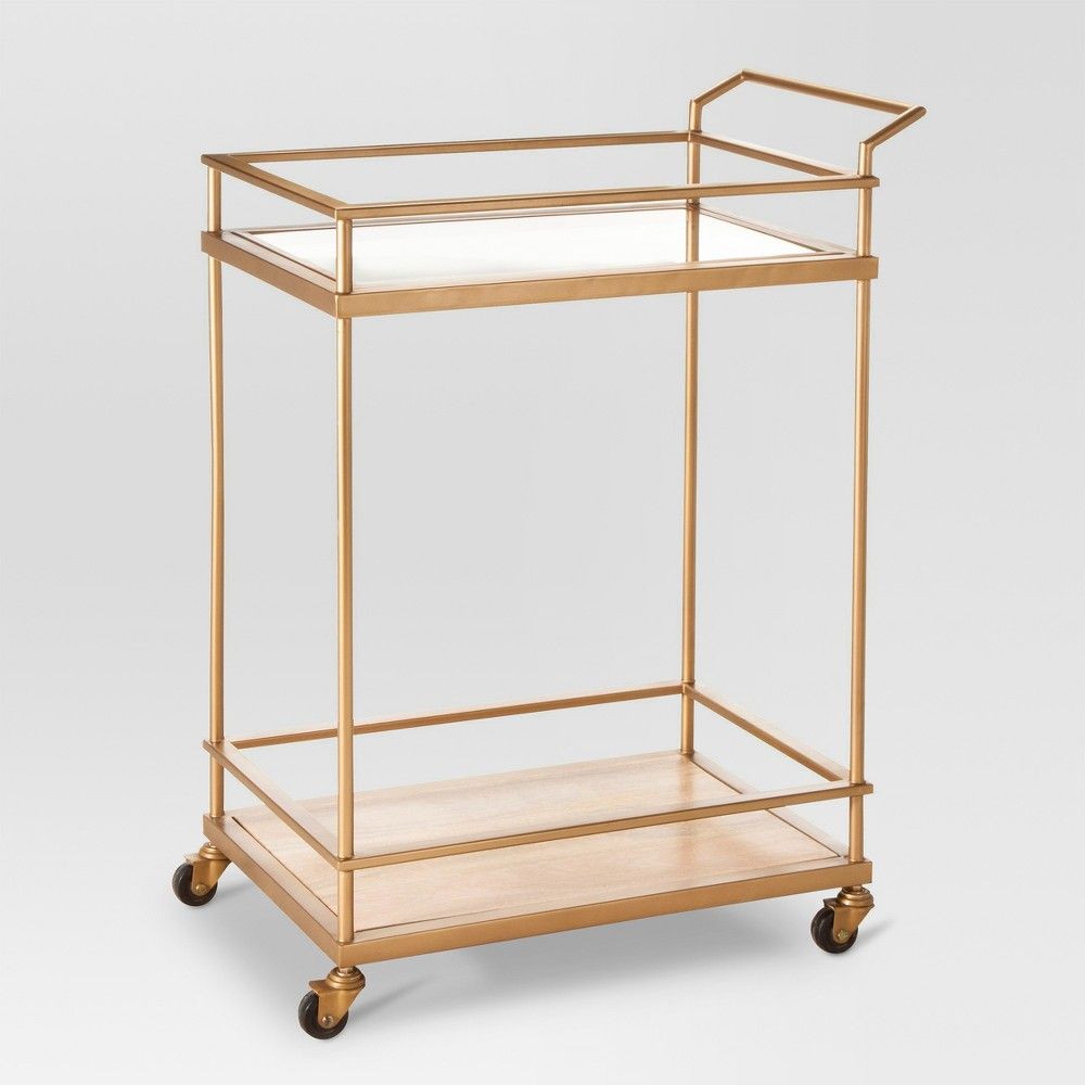 Wood & Glass Gold Finish Bar Cart - Threshold | Target