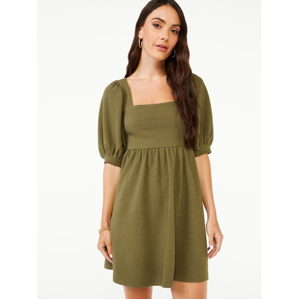 Scoop Women's Square Neck Babydoll Dress | Walmart (US)