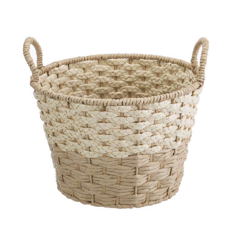 Way to Celebrate Easter Beige Rolled Paper Basket with Handles, 13.98" D | Walmart (US)
