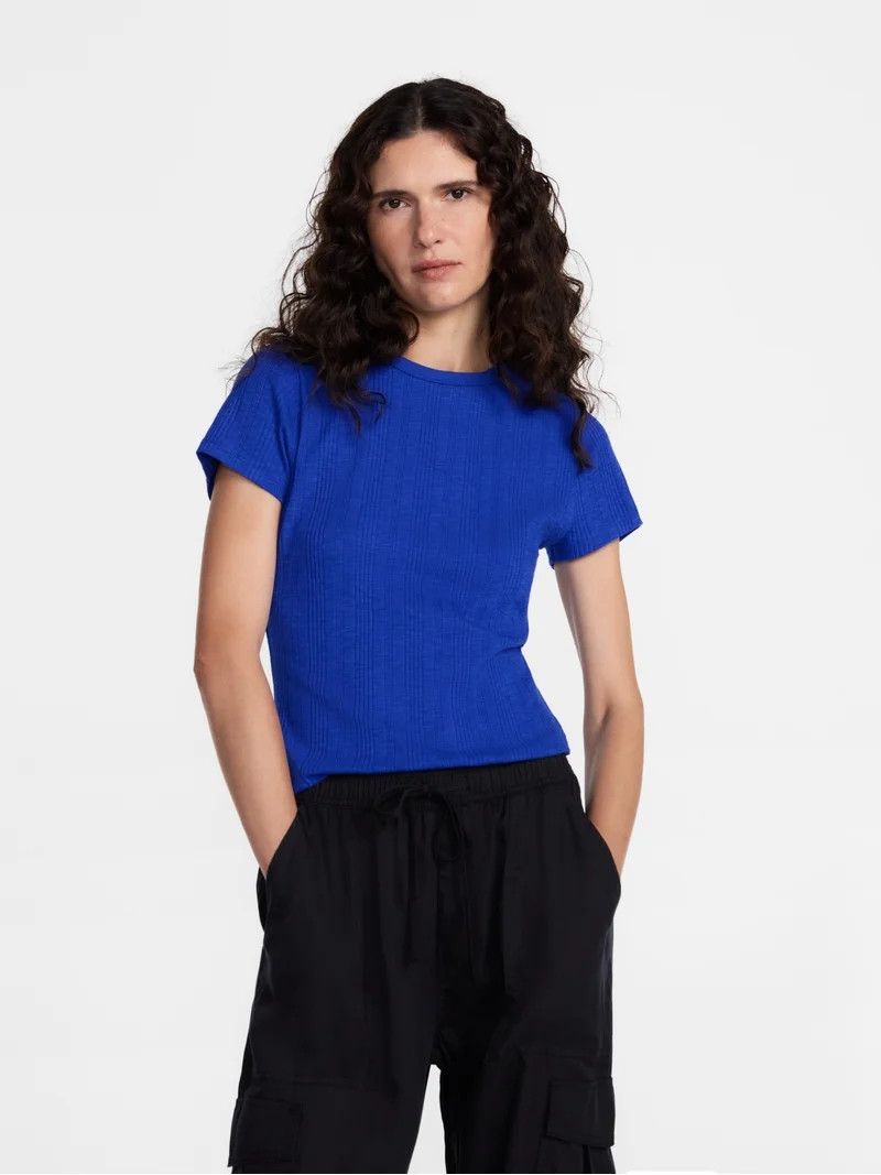 Scenario Women's Variegated Rib Tee with Short Sleeves, Sizes XS-XXXL | Walmart (US)