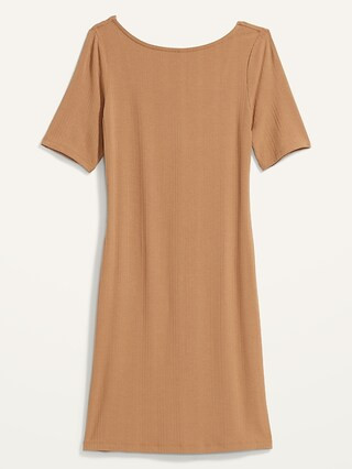 Fitted Rib-Knit Scoop-Back Mini Dress for Women | Old Navy (US)