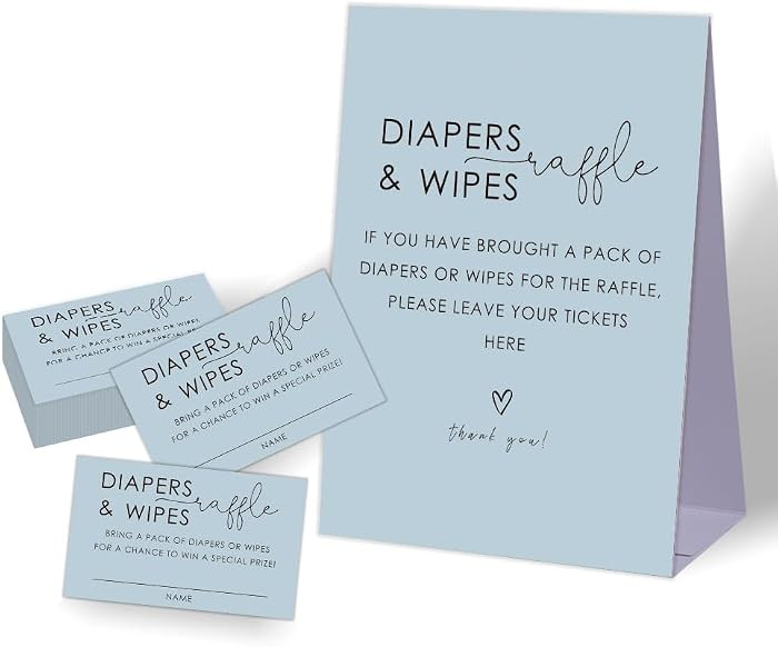 Diaper Raffle Tickets for Baby Shower,Rustic Baby Shower Decorations,Fun Gender Reveal Games for ... | Amazon (US)