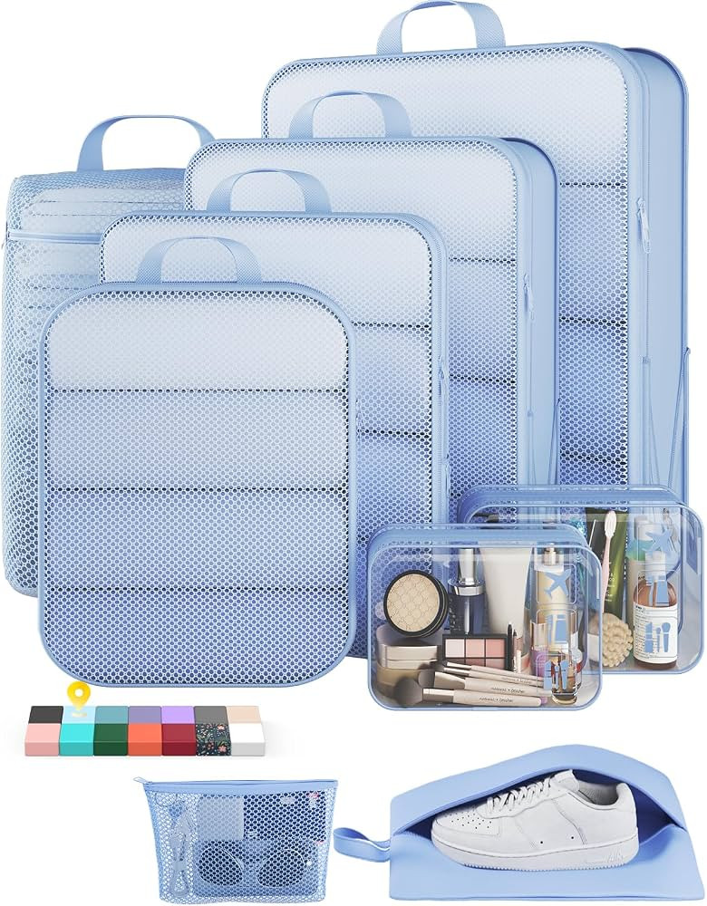 Veken 9/11 Set Compression Packing Cubes for Travel Essentials,Compressible Expandable Large Lugg... | Amazon (US)