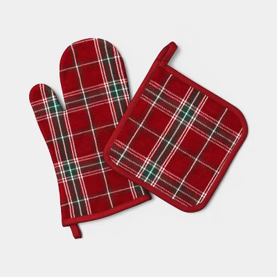 Oven Mitt and Pot Holder Red Plaid - Threshold™ | Target