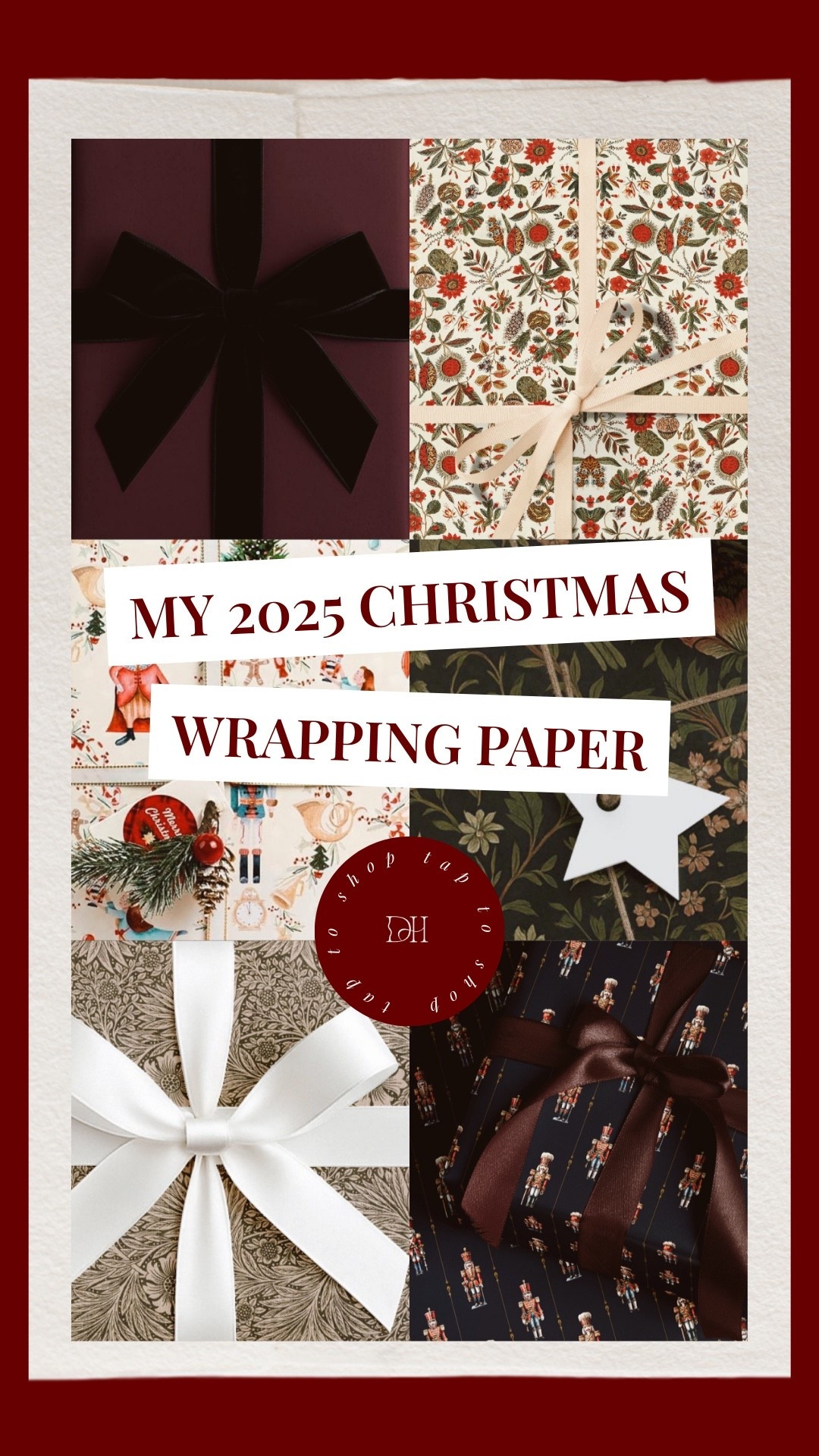 My 2025 Christmas wrapping paper theme. It’s giving fun, whimsical and French floral! Absolutely obsessed it them all! 🎄🎁

#LTKSeasonal #LTKHoliday #LTKGiftGuide