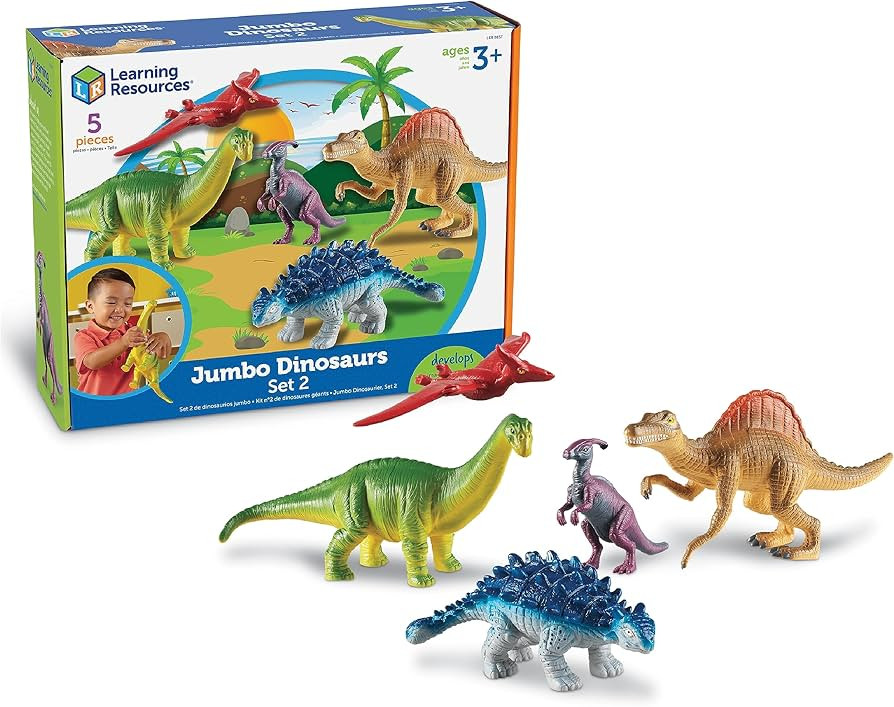 Learning Resources Jumbo Dinosaurs Expanded Set - 5 Pieces, Ages 3+, Dinosaurs for Toddlers, Dino... | Amazon (US)