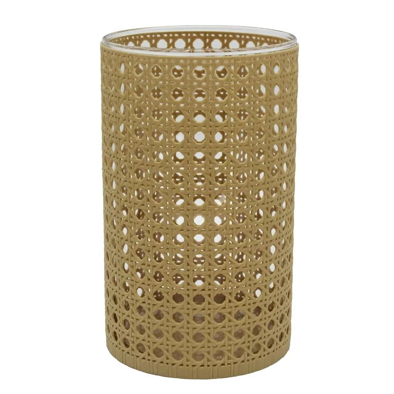 Better Homes & Gardens Glass Hurricane Candleholder Wrapped in Brown Woven Thermoplastic Rubber -... | Walmart (US)