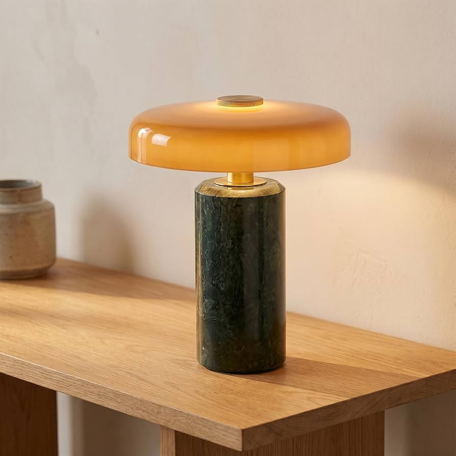 Bofea-Cordless Marble Table Lamp with Glass Shade,3-Way Touch Dimmable Modern Green Small Desk La... | Amazon (US)