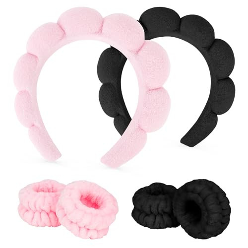 ACO-UINT 6Pcs Spa Headband and Wristband set, Terry Cloth Skincare Makeup Headbands for Women for Washing Face Sponge Puffy Hair Band | Amazon (US)