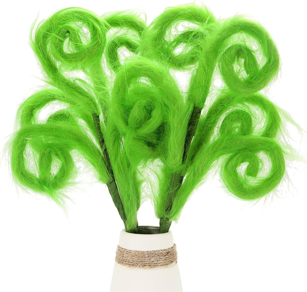 Kesywale 4 Pieces Green Furry Christmas Picks 17" Furry Spiral Curly Sprays Elf Ornaments Stems f... | Amazon (US)