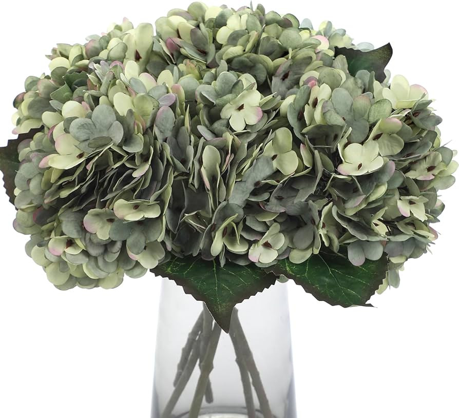 Kimura's Cabin 6pcs Fake White Flowers Artificial Silk Hydrangea Flowers Bouquets Faux Hydrangea ... | Amazon (US)