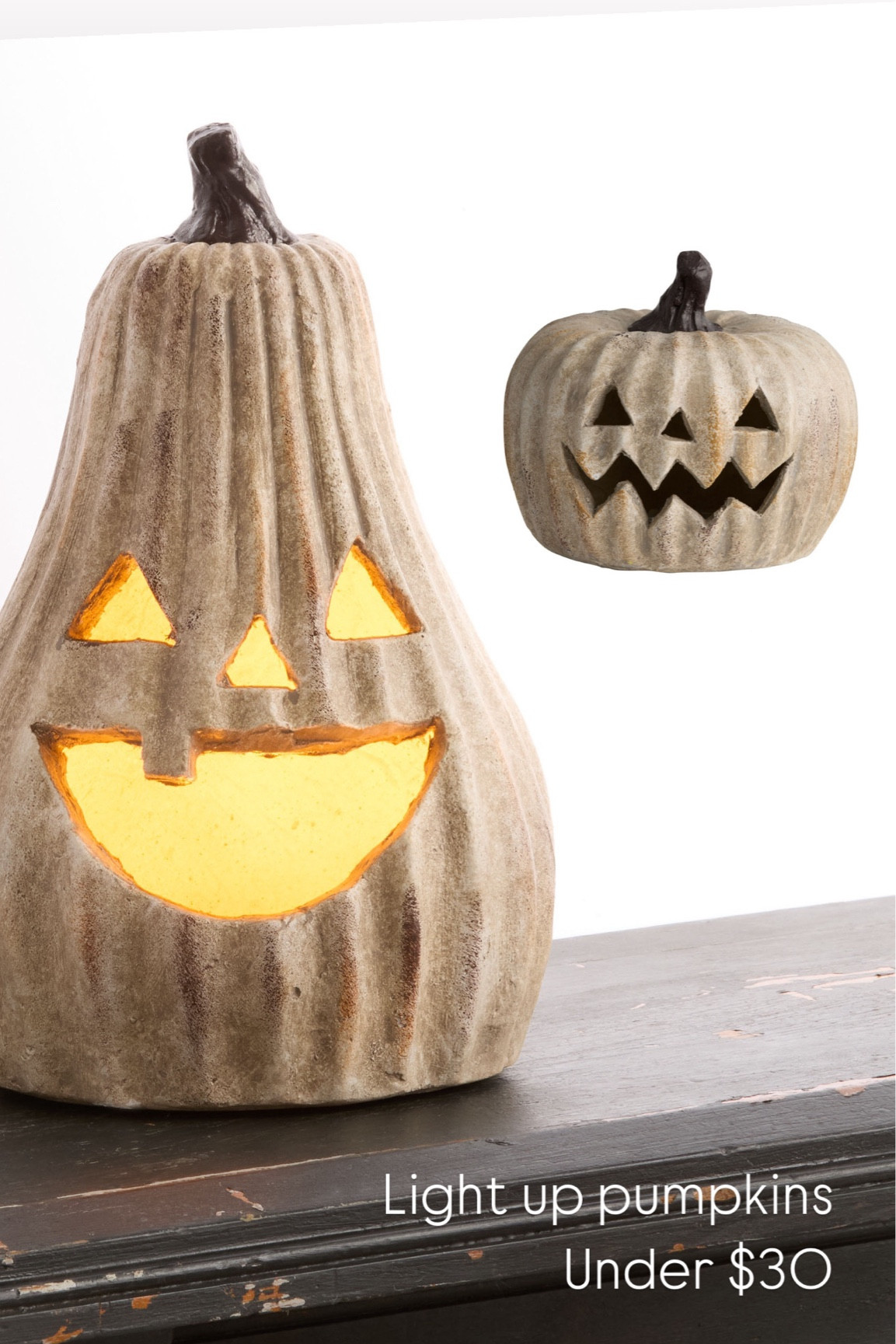 Just ordered these cute light up textured pumpkin with jack o lantern faces. I love the earthy neutral fluted design and tone and would look adorable styled on coffee table consoles and kitchen islands. 

#LTKHome #LTKStyleTip #LTKSeasonal