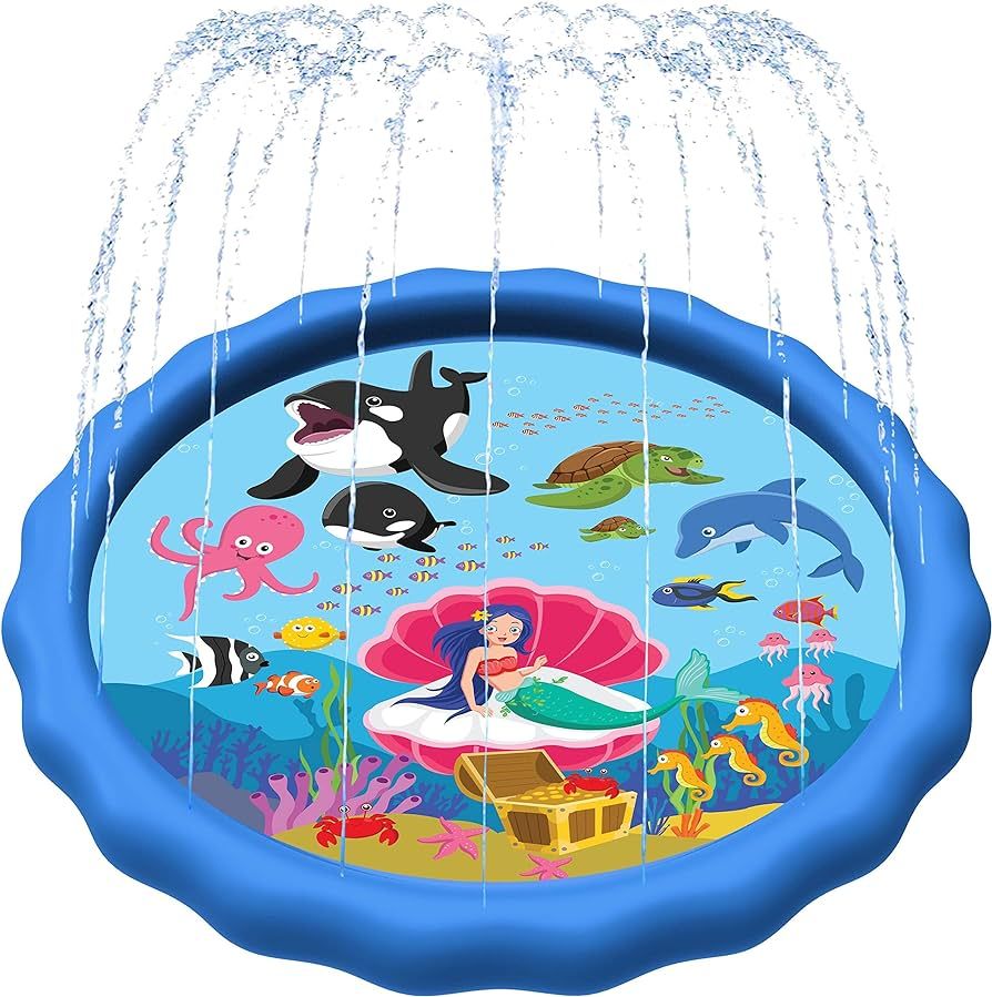 SplashEZ 89’’ Extra Large Splash Pad for Kids and Dogs Great Outdoor Toys for Toddlers 1-3 an... | Amazon (US)