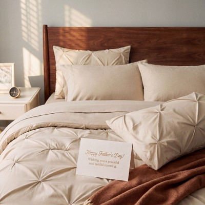 Bedsure Bedding set Comforter Set with Sheets, 7pcs Solid Diamond Pintuck All-Season Bedding, Beige Pinch Pleat King Bed in a Bag, Gift for Family | Target
