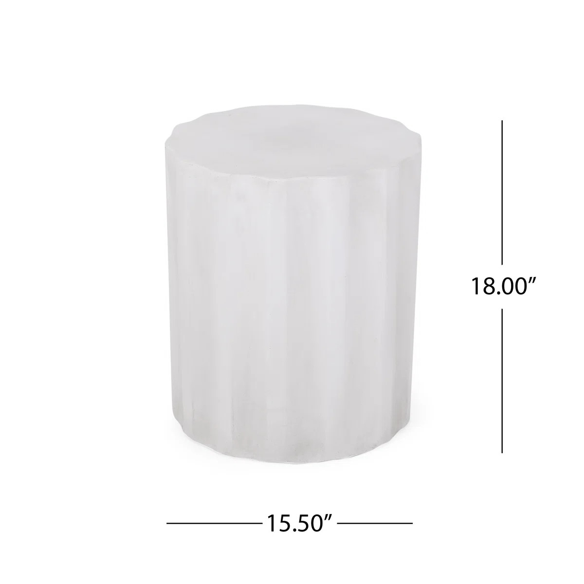 Modern Fluted Lightweight Concrete Outdoor Side Table, 15.5" W Antique White Round Patio Accent T... | Wayfair North America