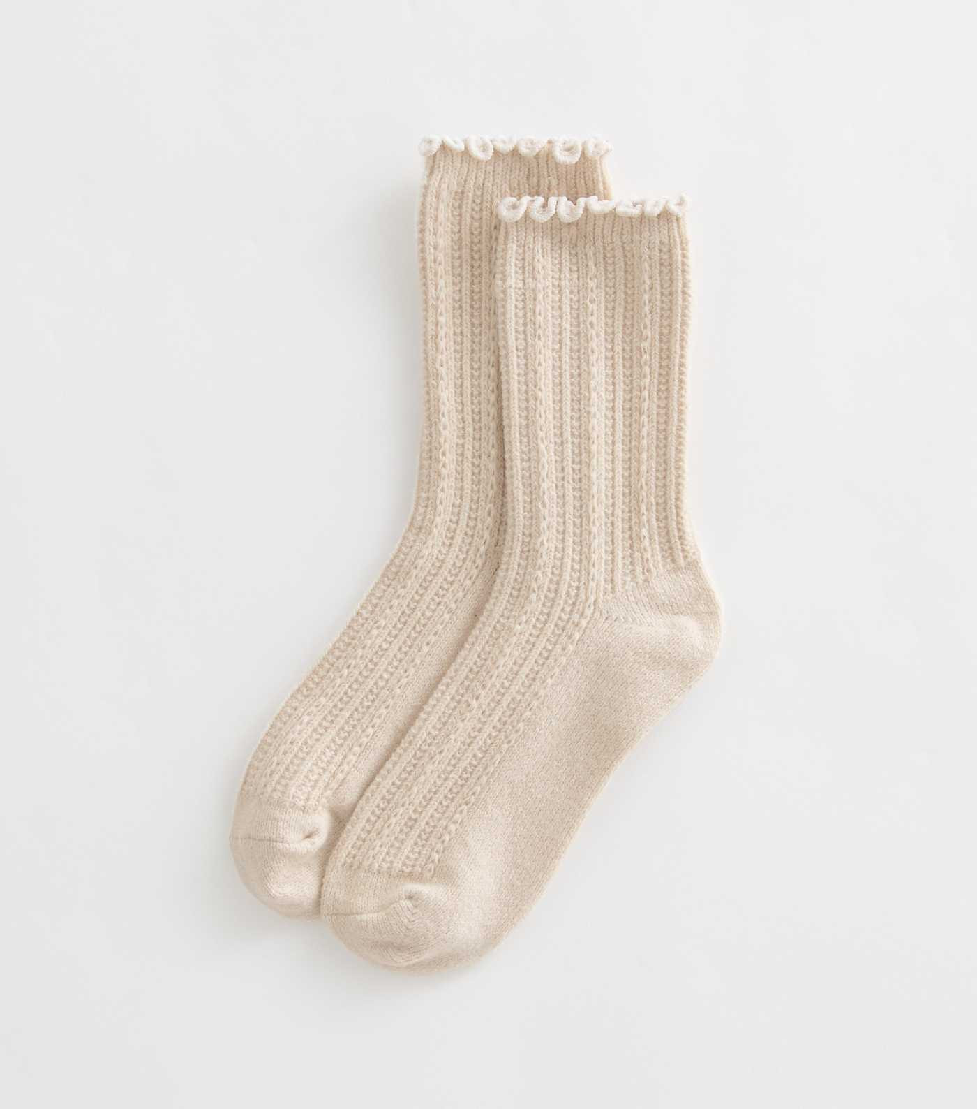 Cream Frill Trim Textured Rib Ankle Socks | New Look | New Look (UK)